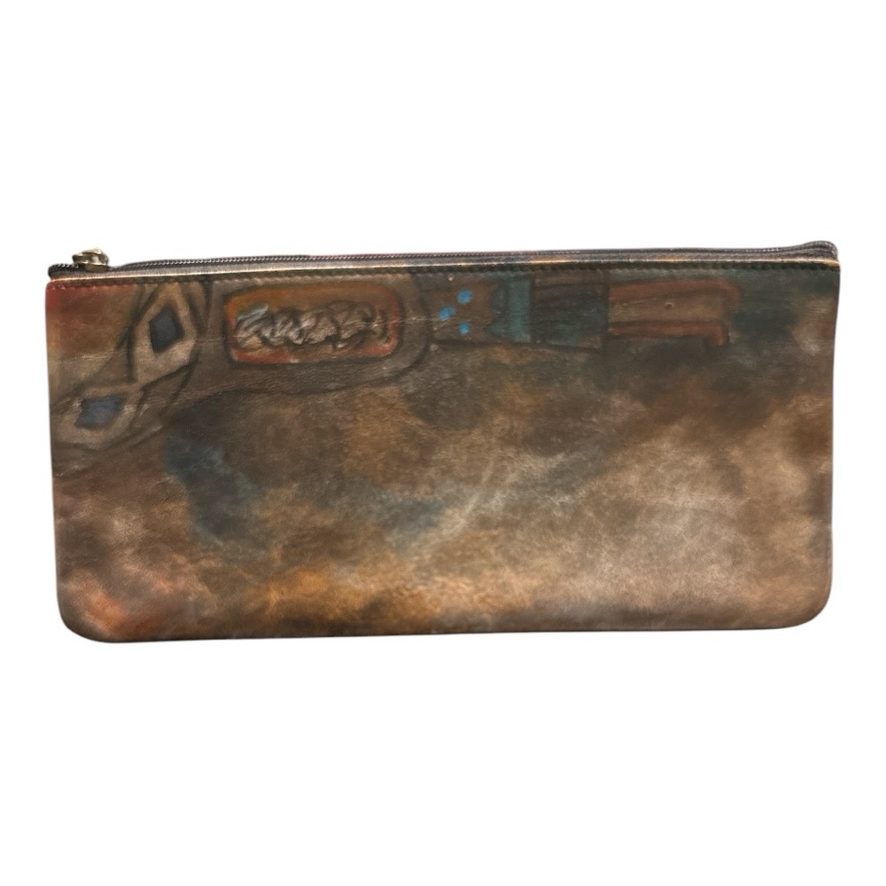 Jane Yoo Wearable Art Leather Bag Boho Unique Artsy Painted Pouch AR 3